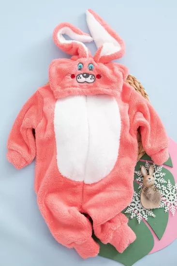 Vavbaby Welsoft Unisex Fermuarlı Peluş Kışlık Bebek Uyku Tulumu Çocuk Tulumu ve Kostümü Tavşan